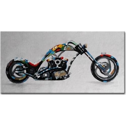 Mintura Hand Painted Cool Motorcycle Morden Colorful Abstract Oil Painting On Canvas For Living Room Home Decor Wall Art Picture