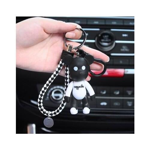 Bomgom Cartoon Popobe Gloomy Bear Teddy Leather Strap Keychain Car Key Holder Bag Charm Holder Resin Key Chain Key Ring Pendant