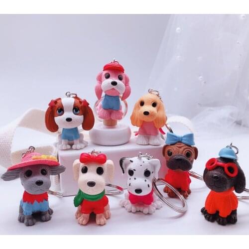 Cute Dog Keychain PVC Doll Toys Animal Key Ring Holder Shiba Inu Bull Terrier Excellent Gift for Car Accessories Boho Jewelry