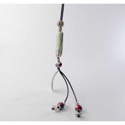 Jingdezhen Ceramic Jewelry Long Rope Ceramic beads pendant Necklaces Handmade DIY fashion Necklace for women #EY103