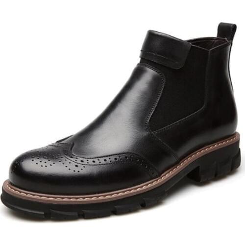 Spring Autumn Winter Bullock Genuine Leather Men Boots Plush Fur Warm Male Real Leather Slip-On Chelsea Desert Boots 20190907