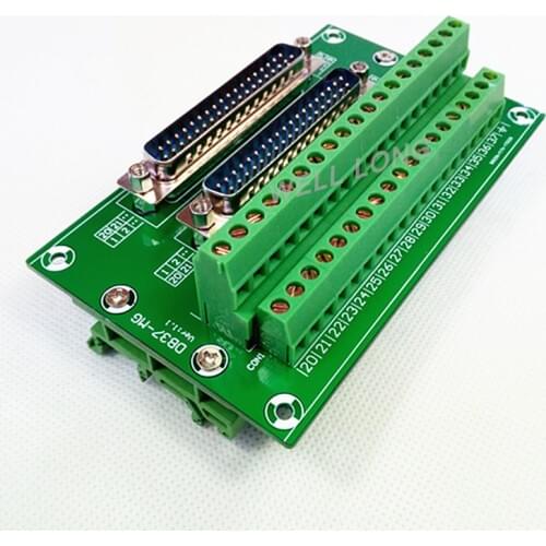 D-SUB DB37 Double Male Header Breakout Board, Terminal Block, Connector