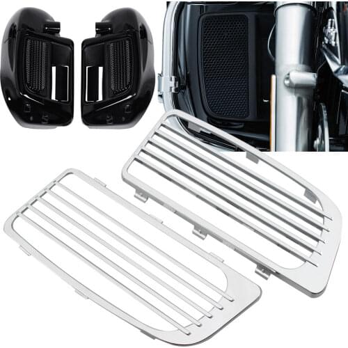 Motorcycle Chrome Radiator Grills Lower Fairing Twin Cooled For Harley 14-Up Ultra Road Street Tri Glide Limited CVO FLHTK