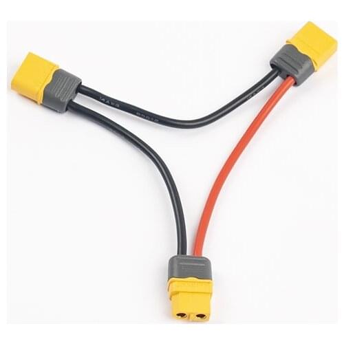 2pcs XT60 Parallel Battery Connector Cable Dual Extension Y Splitter 14AWG Silicone Wire 10cm XT60 Harness For RC Lipo Battery