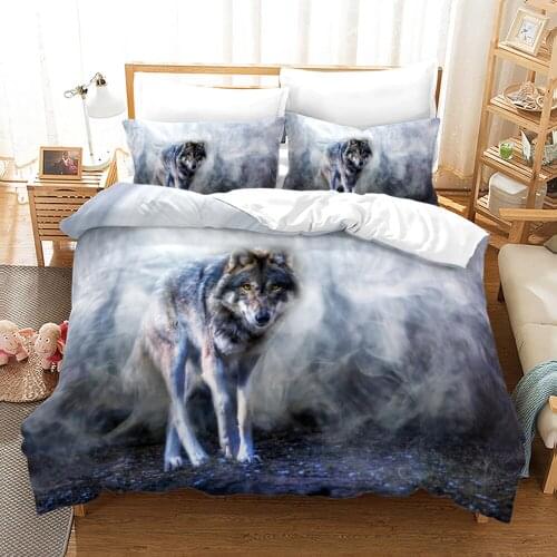 Wolf Bedding Set Single Twin Full Queen King Size Animal Wolf Bed Set Childrens Kid Bedroom Duvetcover Sets 3D Design 008
