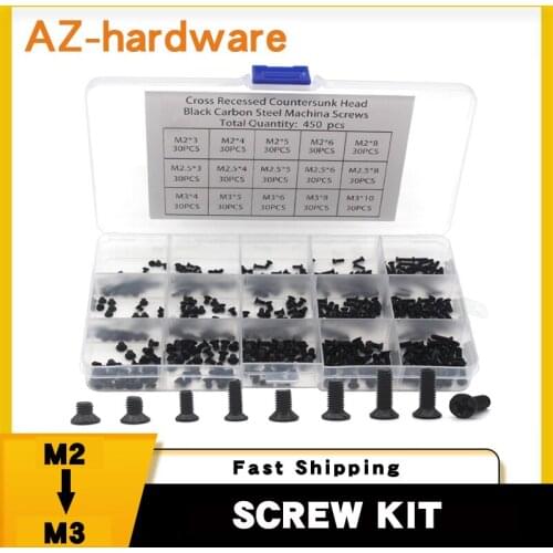 M2 m2.5 m3 Carbon Steel Computer Notebook Laptop Screws Kit Countersunk Flat Head Phillips Mini Screw Set 450pcs