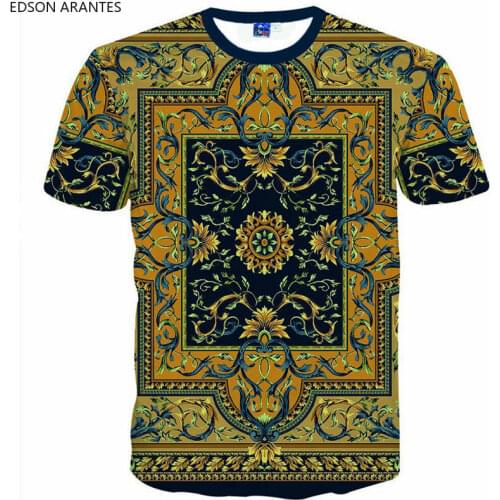 Fashion Brand T-shirt Men Luxury Vintage Baroque Palace Floral print Tee Shirt Short Sleeve Street Casual Clothing Plus Size 4XL