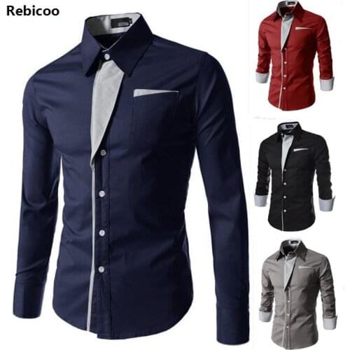 Casual men shirts long sleeve social slim fit casual-shirts for male clothing 7 color