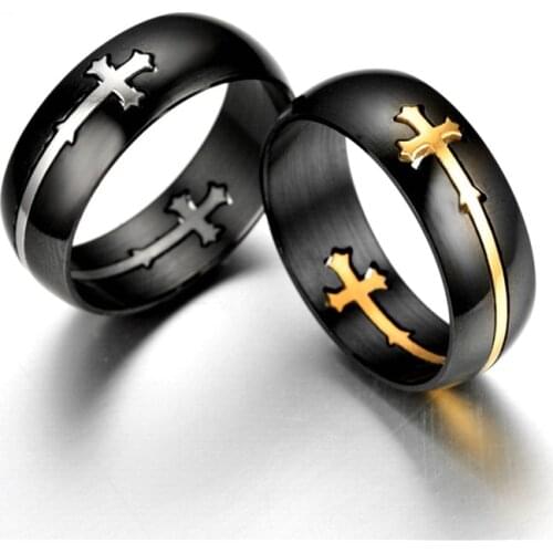 Knight Templar Cross Rings Black Punk Crusaders Band Rings for Mens Promise Jewelry Anel Dropshipping