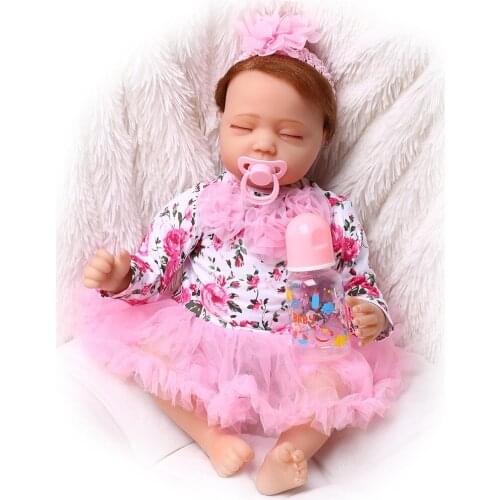 55cm bebe reborn soft silicone Rebirth Doll Realistic Baby - Rebirth Doll Children Birthday Christmas Baby Sleeping Bag doll