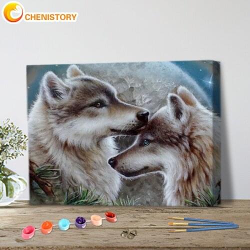 CHENISTORY Painting By Numbers wolf Kits DIYFrame Pictures By Number Animal Drawing On Canvas HandPainted Art Gift Home Decor