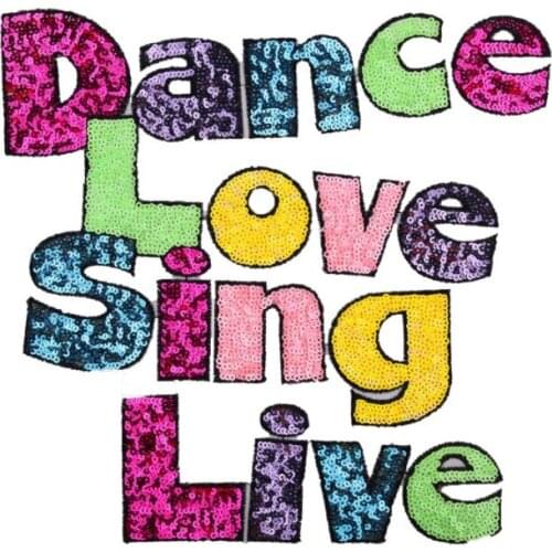 Cartoon Letter Sequin patches for clothes Sew On Appliques For Jacket Embroidery Decorative Supplies Crafts