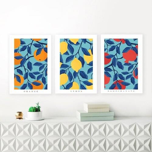 Orange Lemon Pear Fruit Kitchen Wall Art Canvas Painting Nordic Poster Print Pomegranate Wall Picture For Living Room Decoration