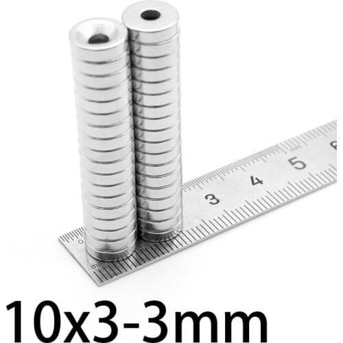 15-200pcs 10x3-3mm Neodymium Magnet 10x3mm Hole 3mm N35 Round Super Strong Countersunk Permanent Magnetic Magnets 10*3-3mm