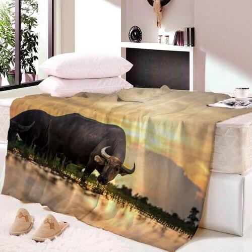 Throw Blanket Buffalo Sugar Mexican Colorful Ornate Design Horned Animal Trophy Warm Microfiber Blanket
