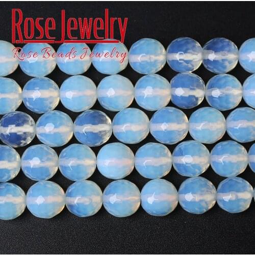Wholesale Natural stone faceted White Opalite Quartz Loose Beads Opal beads 16" Strand Pick Size For Diy Bracelet Necklace