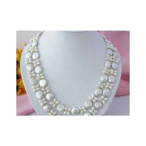 48" 14MM WHITE RICE/COIN FRESHWATER CULTURED PEARL NECKLACE