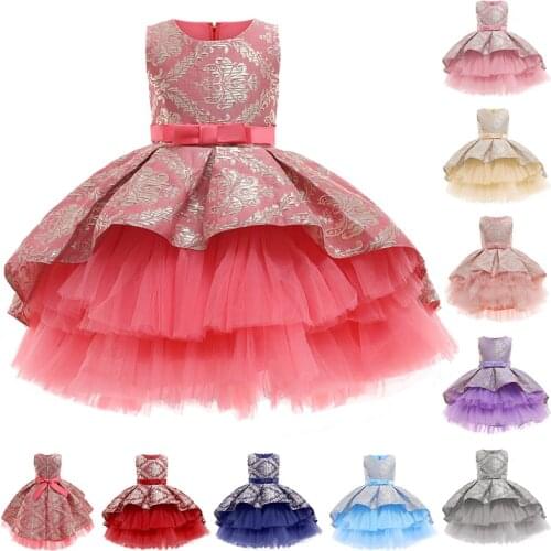 Elegant Retro Girls Dress High Quality Mesh Casual Wedding Princess Dress Christmas Party Costume Baby Girl Dresses 1-8 Years