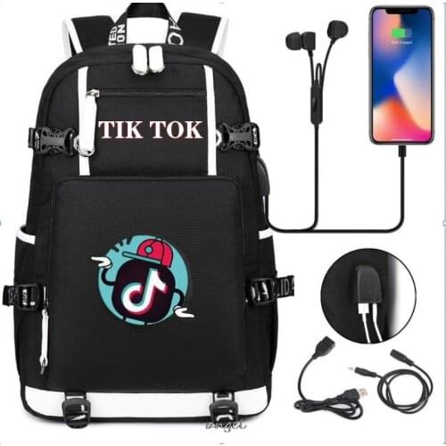 Tik Tok USB Charging Teenage School Bags 3d Printing Schoolbag for Boy Girls Bookbag Daily Travel Backpack Laptop Backpacks