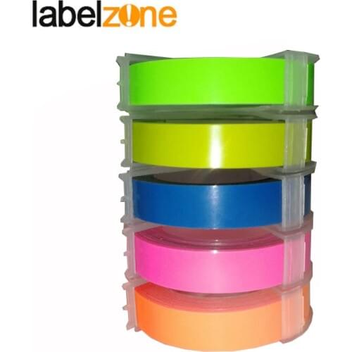 Mixed 5 colors 3D 9mm PVC Embossing Label Tape Compatible Dymo 1610 12965 Manual Label printer for Motex E101 Label Makers