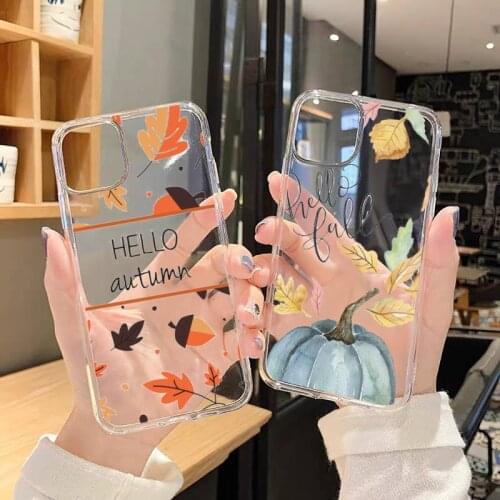 Fall Inspired red yellow fashion Phone Cases Transparent for iPhone 6 7 8 11 12 s mini pro X XS XR MAX Plus SE cover funda