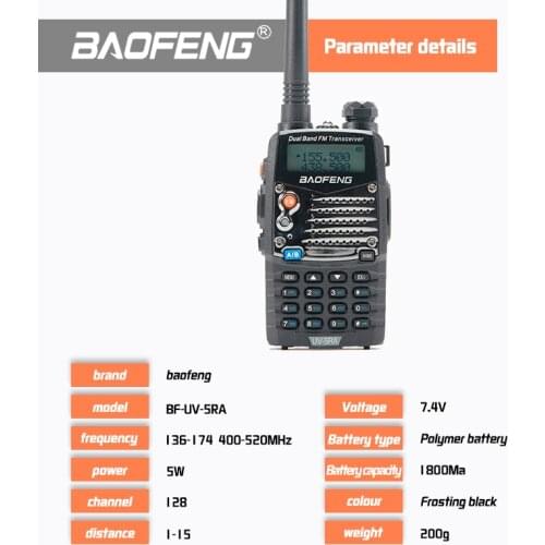Baofeng UV 5RA for Police Walkie Talkie Scanner Radio Vhf Uhf Two Way Radio Communicador for Baofeng Ham Raido Boafeng Uv 5r