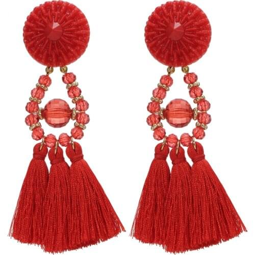IF ME Bohemian Tassel Drop Earrings for Women Trendy 5 Colors Bead Human Shape Dangle Earring Piercing Brincos Jewelry Gifts