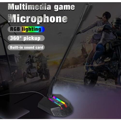 Gaming Chatting Noise Reduction RGB Light Microphone Omnidirectional Multifunctional USB Plug/3.5mm for PC Computer Notebook