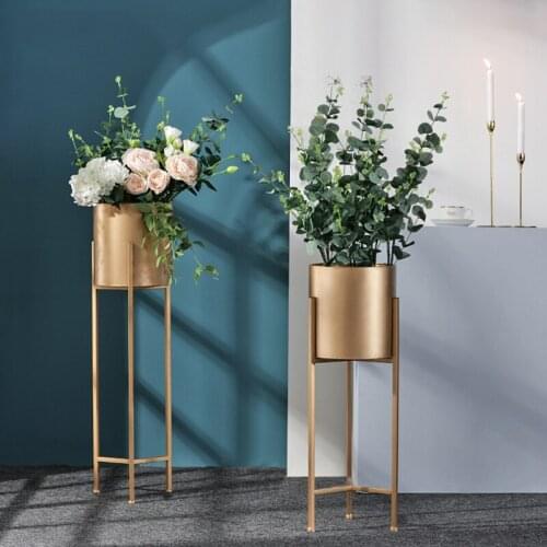 Nordic gold floor flower rack decoration creative vase living room flower device artificial flower simulation plant decoration