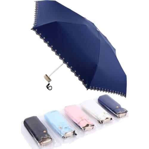Folding Phone Umbrella Rain Women Parasol Shading Super Light Females Pocket Umbrella Ladies Business Embroidered Mini Paraguas