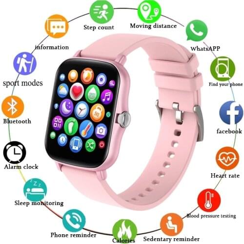 GEJIAN P8 Plus 1.7 inch Smart Watch Women Full Touch Fitness Tracker IP67 waterproof Woman Smart Watch For Xiaomi Huawei Phone