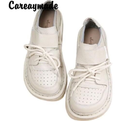 Careaymade-Genuine leather muffin shoes comfortable thick bottom lace ugly cute shoes casual student womens shoes single shoes