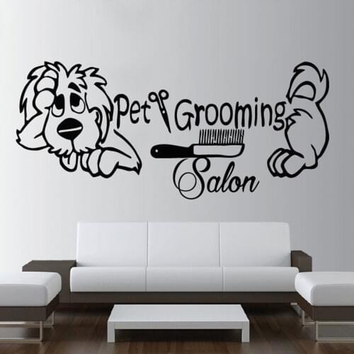 Pet Grooming Salon Wall Decals Best Friend Animals Dog Lovely Mural Vinyl Wall Sticker Removable Single Color Art Wallpaper S348