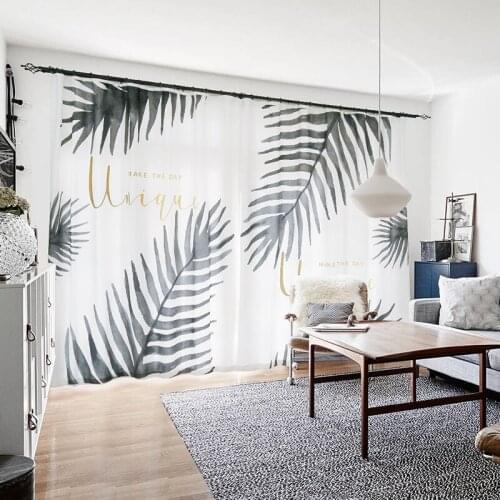 Custom Made 2x Drapery Panel Living Room Curtain Window Dressing Cover 200 x 260cm Nordic Leaves White