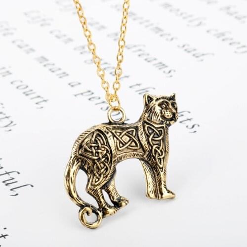 Viking Wolf Necklace Animal Jewelry Norse Viking Irish Knot Amulet Pendant Necklace Punk Colar GIfts