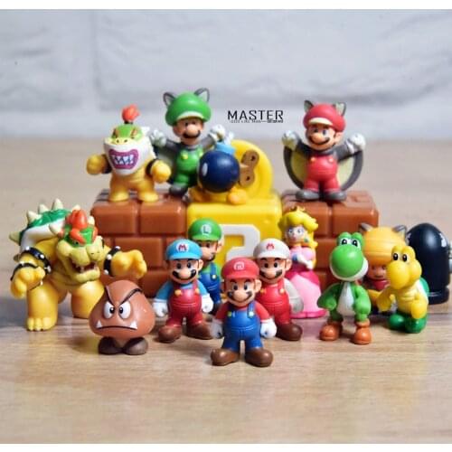 1set=15PCS 1.7-3.5CM Small size Original bulk Mary Mini cartoon doll model ornaments Mario collection ornaments