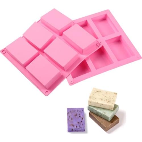 1pc Silicone Soap Mold 6 Cavity Silicone Mold for Making Soaps 3D Plain Soap Mold Rectangle DIY Handmade Soap Form Tray Mould