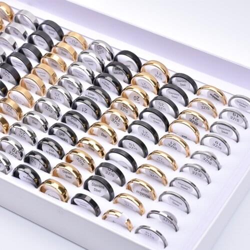 10pcs/lot Multicolor Smooth Stainless Steel Polishing Rings Width 2mm-8mm For Women Men Width 2mm-8mm