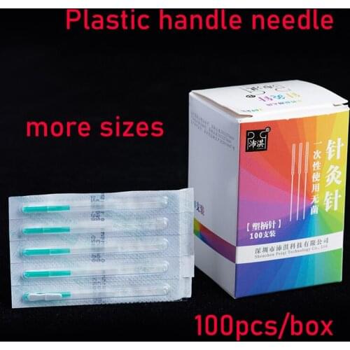 100 pcs Plastic Handle Sterile Acupuncture Needle Disposable Needle Face Beauty Massage 0.10/0.12/0.16/0.18/0.20mm
