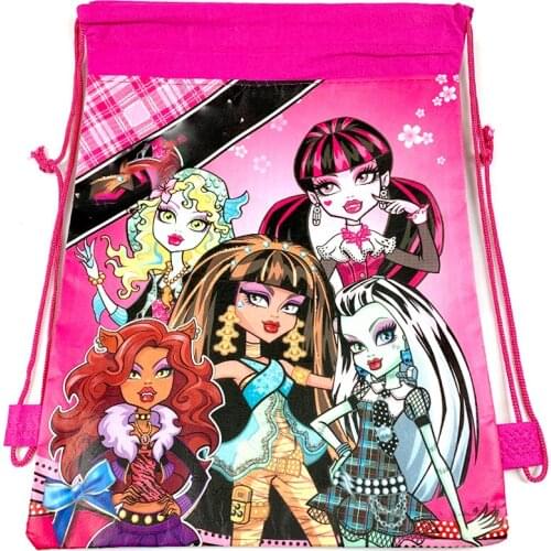 12pcs/lot Monster High Theme Birthday Party Baby Shower Decorations Drawstring Gifts Bags Kids Favors Mochila Non-woven Fabrics