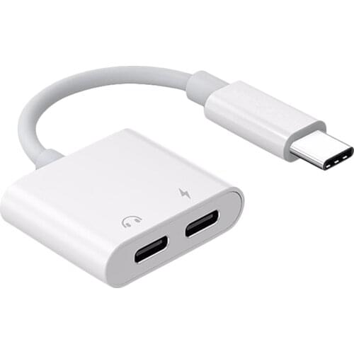 2 in 1 Dual Type C Headphone Adapter USBC Splitter Jack AUX o Charging Converter for Huawei Samsung Xiaomi