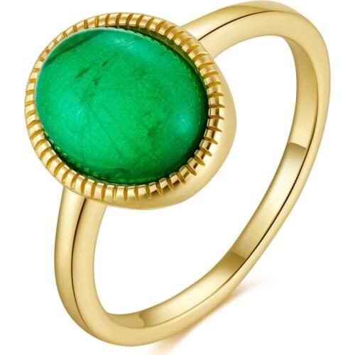 2020 Fashion Glamour 8*10MM Oval Cut Emerald For Women Rings Wedding Festival Birthday Fine Jewelry Gifts