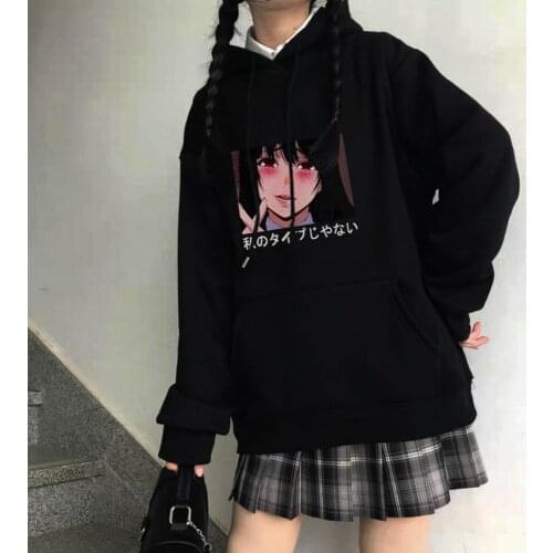 2021 Japan Anime Kakegurui Yumeko Jabami Cute Casual Sweatshirt Harajuku Cool Anime Vintage Pullover Hoodies Tops SUNOWE