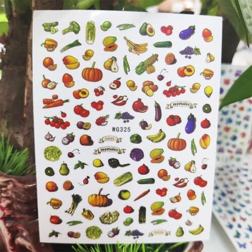 3D Stickers for Nails Eggplant Pumpkin Vegetables Design Nails Art Decoration Manicure Stickers Sliders Nail Foil Accessories