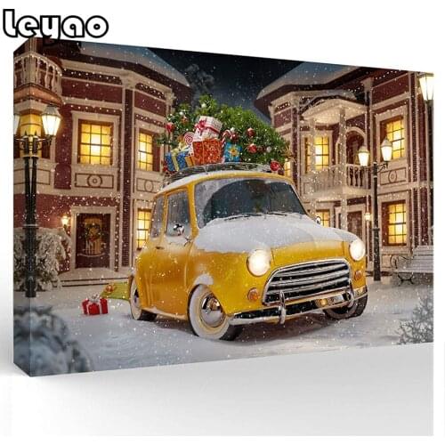 5D DIY Diamond Painting Merry Christmas Landscape Handicrafts Diamond Embroidery Old Car Street Mosaic Winter Cross Stitch Kits