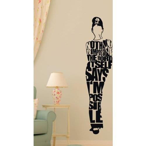 Free Shipping Audrey Hepburn Standing Wall Decal Modern Home Deco Stickers Removable Sticker GW-28
