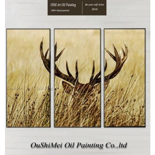 Free Shipping High Quality Modern Abstract Oil Painting The Stag Hidden in The Grass Oil Painting For Hotel Wall Decoration