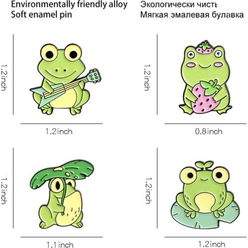 Cute Frog Enamel Pin Cartoon Green Animal Brooches For Adult Kids Backpacks Clothes Lapel Pin Funny Badge Jewelry Gift Wholesale
