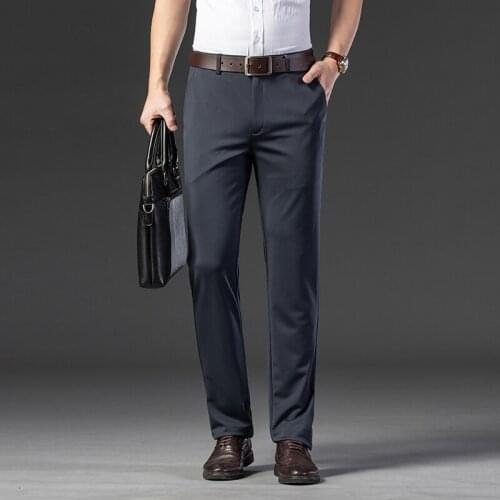 High-quality casual pants mens spring and autumn loose straight pants business solid color mature mens pants