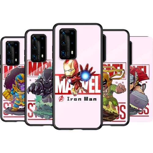 Tempered Glass Cover Cute Marvel Hero For Huawei P40 P30 P20 P10 Pro Plus Lite 5G 2019 Phone Case